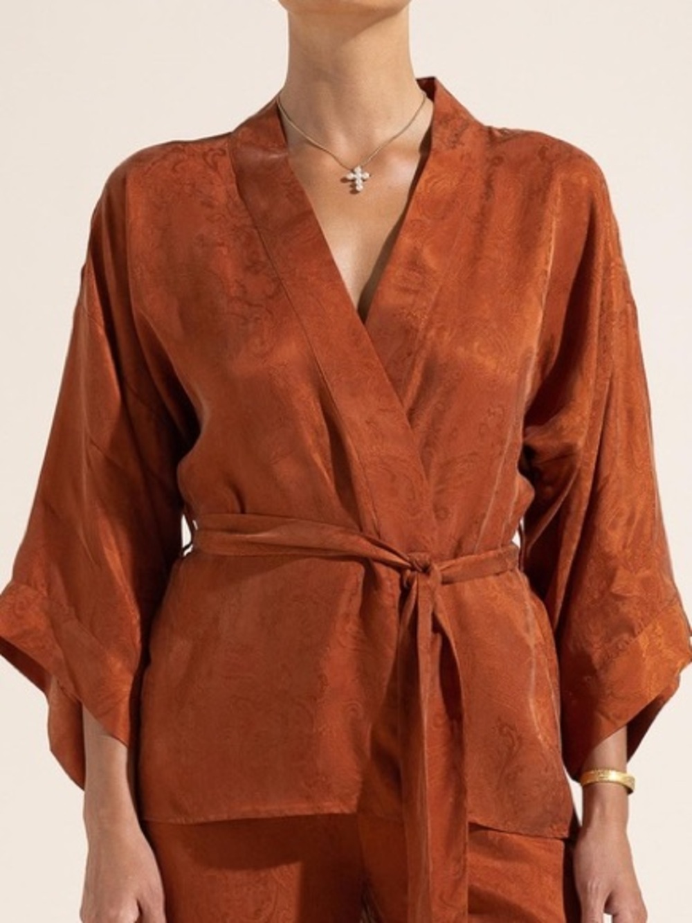 Auguste The Label Rust Wrap Kimono Robe SZ MEDIUM